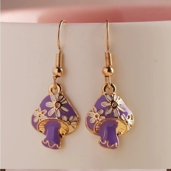Jewelry - Purple Mushroom Dangle Earrings